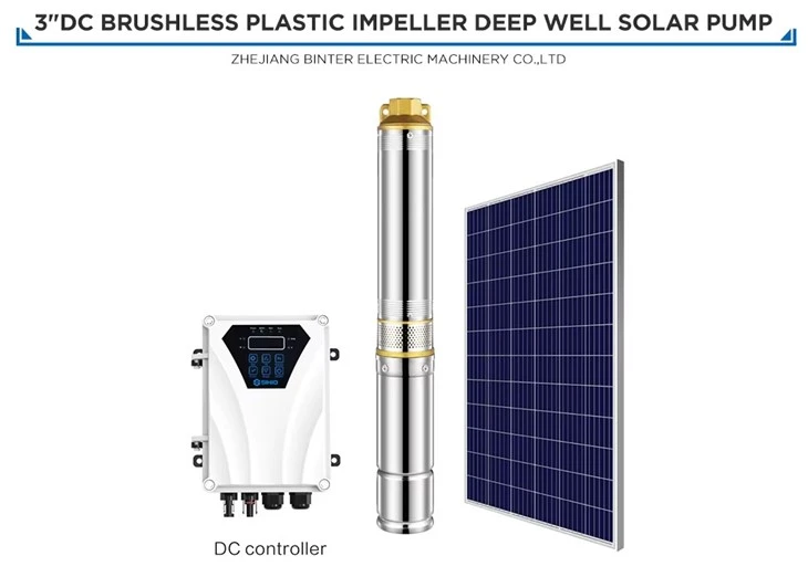 Водяной насос Deepwell с солнечной энергией постоянного тока 3DSD5.5-65-72-750 750w для орошения