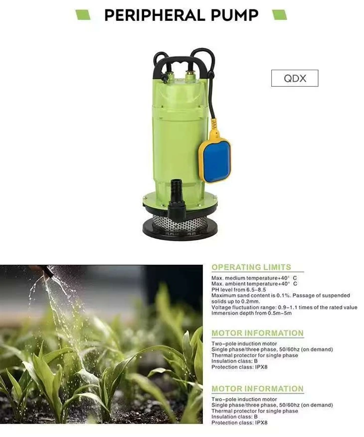 Qdx Factory 0.75HP 0.55kw 60mm Stator Irrigation Submersible Water Pump With Float Switch high quality Qdx Factory 0.75HP 0.55kw 60mm Stator Irrigation Submersible Water Pump With Float Switch high quality